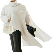 Glonme зимен топъл джъмпер върхове за жени разхлабени шик пуловери за трикотажни дрехи с дълъг ръкав бял 5xl