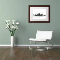 Търговска марка изобразително изкуство Бирмингам Алабама Скайлайн БГ-1 платно изкуство от Марлене Уотсън, бял мат, дървена рамка