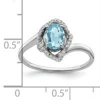Първичен сребърен стерлингов сребърен ройдий диамант и лек швейцарски син топаз пръстен