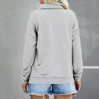 Yourumao Trendy Quarter Zip Sweatshirt за жени леки блузи с дълъг ръкав Небрежни солидни тренировки Терония удобни свободни годни пуловери
