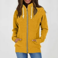 Фатази палто за жени жени есен зима с дълъг ръкав топла стойка за качулка яка твърд цвят цип яке
