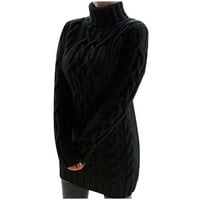 Палат и зимен пуловер за жени кабел плетен дълъг ръкав костенурка блузи блузи за ежедневни топли пуловерни върхове