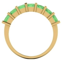 2. CT Brilliant Princess Cut симулиран зелен диамант 18K Жълта златна вечност лента SZ 7.5