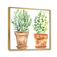 Дизайнарт 'Две Зелени Стайни Растения В Оранжеви Саксии'
