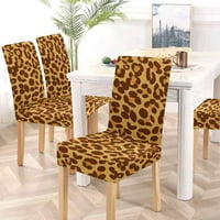 Леопардов печат и кожен разтягащ стол Капак Протектор седалка за хлъзгане за трапезария хотел Сватбена партия комплект от 6