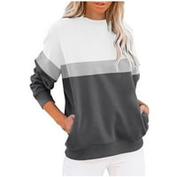 Женски моден пуловер кръгла деколте с дълъг ръкав цвят блузи пуловер върхове hot6sl44867324