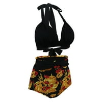 Cara Lady Fashion Mashion Casual Summer Bikini Print Два костюма бански костюм Black XXL