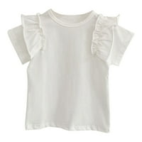 Fattazi Детска лятна тениска с къс ръкав кръгла шия солиден цвят Топ Небрежно излизане за години
