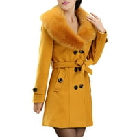 Женски палта небрежно разхлабена мода с дълъг ръкав уютен нови тенденции палта жълт S-6XL