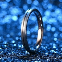 Сватбен пръстен за жени сребърни сиви волфрамови ленти W розово злато отгоре