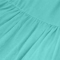 Летни рокли за жени оглавник сладък кратък Плътен А-линия без ръкави парти рокля синьо М