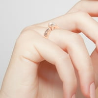Обет и завинаги персонализирани булчински 14к Розово злато над стерлинги сребро брилянтен бял Топаз гравиран сватбен пръстен