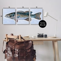 Ступел морски бас рибар Морски Живот животни & насекоми живопис галерия увити платно печат стена изкуство, набор от 3