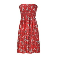 Просвета летни рокли за жени без ръкави слънчева рокля мини празнична флорална халтер рокля червен m