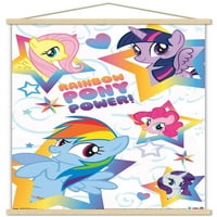 Hasbro My Little Pony - групов стенен плакат с дървена магнитна рамка, 22.375 34