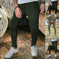 Мъжки ежедневни моливи панталони джогинг с тънки спортни спортни тренировки Сути панталони Армия Зелени 3XL