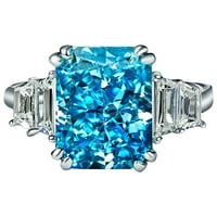 Синя диамантена бижута годишнина подарък за сватбена лента годежни пръстени небесно синьо