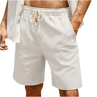 Penkiiy мъже солидни джобни къси панталони ежедневно износване тренировка еластична талия къси панталони Мъжки летни къси панталони с джобове, скрити с теглене бяло в продажба