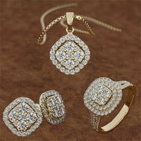 Изящни пръстени Комплект Обеци от колие бижута за жени диамантен циркон верига висулка сватба Годишнина