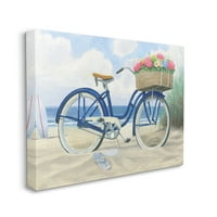 Ступел индустрии велосипед с цвете кошница плаж синьо морска живопис платно стена изкуство дизайн от Джеймс Виенс, 30 40