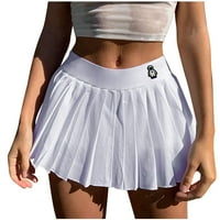 Qazqa женски сладък модел пола тънък къс страничен цип плисирана пола бяла xl