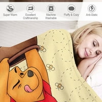 Winnie the Pooh Throw Ofning е подходящо за дивани, дивани и легла, супер меки одеяла и топли одеяла, удобни, плюшени, леки XXS-80*