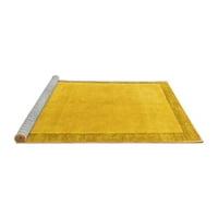 Ahgly Company Machine Wareable Indoor Rectangle Solid Yellow Modern Area Rugs, 3 '5'