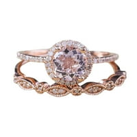 Модни елегантни жени розово злато пълни морганит розов скъпоценен сватбен булчински пръстен