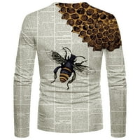 Поло ризи за мъжки есен и зимна ежедневна мода отпечатана кръгла шия с дълги ръкави
