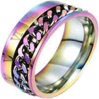 Ангажиране любовни пръстени сватбени групи Униз Модна титан стоманен римски цифри Twist Chain Ring Party Jewelry Gift-Multicolor8