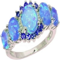 Fcphome жени пръстен Геометричен FAU скъпоценни бижута с електроплащане ярък блясък Ring-blueus 10
