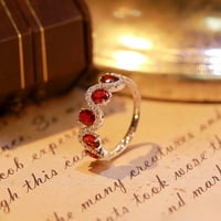 Duhgbne червен скъпоценен пръстен за жени изискан универсален сладък и сладък подарък за Свети Валентин