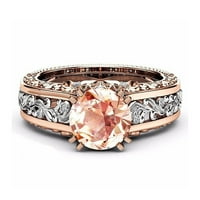 Дамски реколта красива диамантена сребърна годеж сватбена лента пръстен, 7