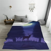 Нощно небе луна елен елен за хвърляне на одеяло, супер меко антилигиращо фланелно легла одеяла, 80 x60