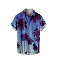 Cllios Мъжки хавайски ризи Лятна тропическа риза за печат Редовно прилепване на ризи с къси ръкави с голям и висок алоха риза отгоре за плажна ваканция