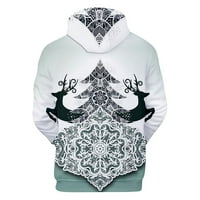 Ruhiku GW Men's Fashion Casual Christmas пуловер Флис цифров печат с качулка пуловер
