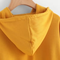 Шиусина върхове за изрязване на жените жени с дълъг ръкав с теглене на реколтата от реколта горна качулка топ блуза жълто
