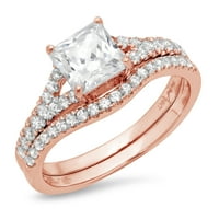 3. КТ Принцес шлифован истински натурален диамант ВС1-ВС и-ж 18к годеж Розово злато годеж булчински комплект дизайнерски пръстен бв Комплект размер 4.5