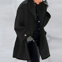 негж дамски мода зима дълъг ръкав отворена жилетка Цвят Случайни вълнено палто Тренч яке дами топло