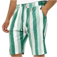Мъжки къси панталони Небрежни класически ивици отпечатани годни еластични талии Летни хавайски плажни къси панталони с джобове