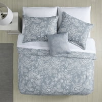 Модерни нишки Оливия 8-парче двулицево легло за възрастни Унисе в чанта, сиво цветно, пълно