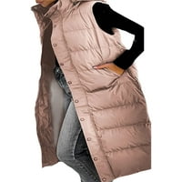 Дамски връхни дрехи качулка палто Тренч палта удебелени яке дамски средата дълъг жилетка зима топло жилетка розов хл