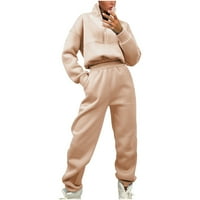 Posijego Женско облекло потт костюм солиден цвят половин цип ревера суичър за джогинг пуловери костюми костюми за арек костюми