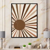 Дизайнарт 'Ярки Минималистични Блестящи Слънчеви Лъчи От Теракота' Модерна Рамка С Платно За Стена Арт Принт