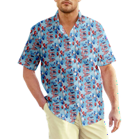4 юли Мъжки хавайски риза САЩ Национален флаг Графичен цвят Блок Риза Облекло Облекло Облекло 3D принт Небрежен ежедневен къс ръкав печат лек комфорт