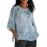 Hhei_k летни върхове жени лятно памучно бельо свободно прилепване блуза ръкав ретро тениска от тениска отгоре