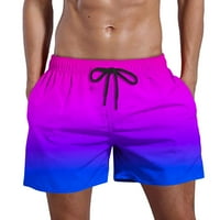 Timegard Mens Beach Shorts Лятна бодибулаторски градиент отпечатани джобове за теглене еластична талия спортни джогинг плаж панталони