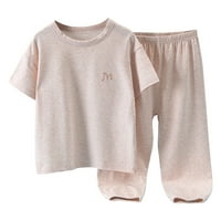 Tosmy Toddler Girl Clothes Summer Short Loese Solid Tops Pants Облекло дрехи комплект за деца модно облекло комплект
