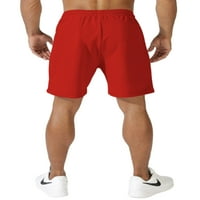 Капризи мъже дъна с висока талия летни къси панталони солиден цвят Бермуди къси панталони Леки плажни дрехи Еластична талия мини панталони червени s