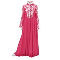 Жени мюсюлманска рокля Кафтан арабски джилбаб абая Ислямска дантелена шивачка Макси рокля l